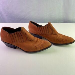 Vintage Brown Leather Booties Shoes Size 7.5